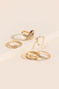 Judy Crystal Snake Ring Set_0_Gold
