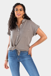 Ilana Button Down Top_0_Olive Green