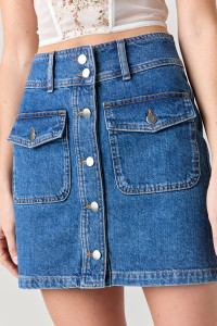 Brenda Front Button Mini Skirt