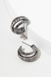 Claudia Hematite Hoop Earrings