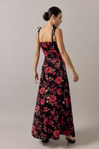 ワンピース FLOWER PRINT VELOUR DRESS Iva Velvet Floral Maxi Dress