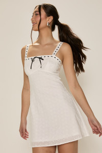 Brittany Eyelet Pattern Mini Dress