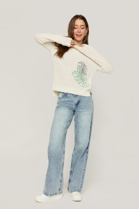 Mary Embroidered Palm Pullover Sweater