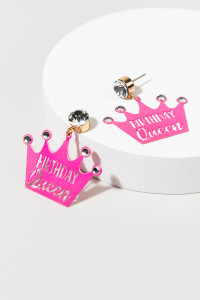 Birthday Queen Crown Earrings_0_Pink