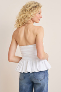Jill Strapless Bubble-Hem Top