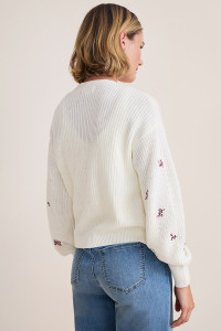 Carol Floral Embroidered Tank and Cardigan Set