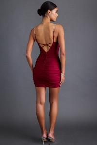Joanne Ruched Satin Mini Dress