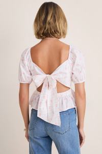 Joan Bow Back Short Sleeve Blouse