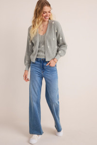 Kate Embroidered Daisy Tank And Cardigan Set