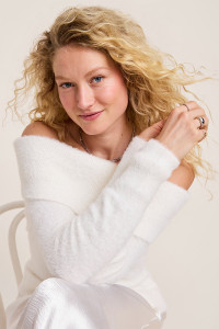 Jaclyn Fuzzy Off The Shoulder Sweater