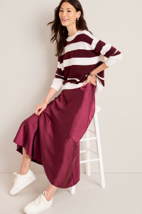 Melody Asymmetrical Satin Midi Skirt