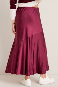 Melody Asymmetrical Satin Midi Skirt