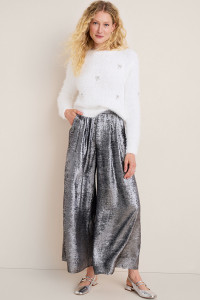 Natasha Bow Embellished Fuzzy Sweater