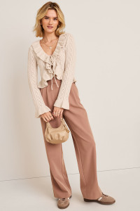 Ashley Tie Front Ruffle Cardigan