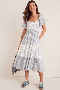 Kim Tiered Floral Midi Dress