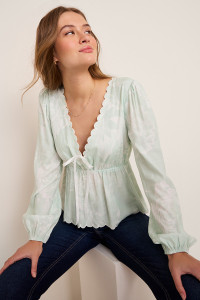 Amber Scalloped Floral Blouse