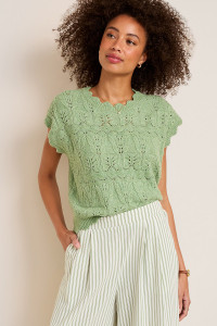 Lisa Scalloped Knit Sweater Tee