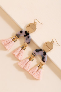 Layla Marbled Tassel Drop Earrings_0_Pale Pink