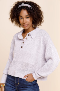 Sinclair Collared Dolman Sleeve Pullover Sweater_0_Lavender