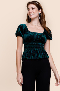 Abby Velvet Puff Sleeve Blouse