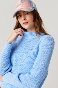Jerri Mock Neck Pointelle Sweater_3_Light Blue