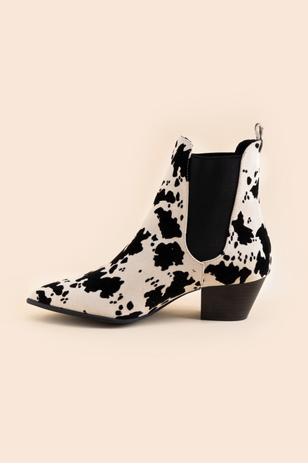 Mystique Cow Print Booties