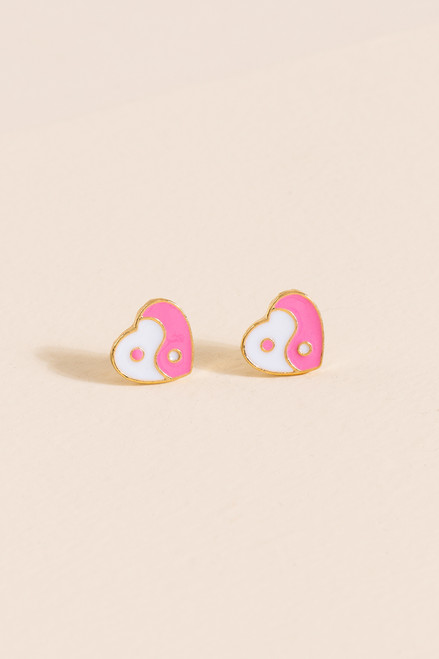 Jenny Yin Yang Heart Stud Earrings