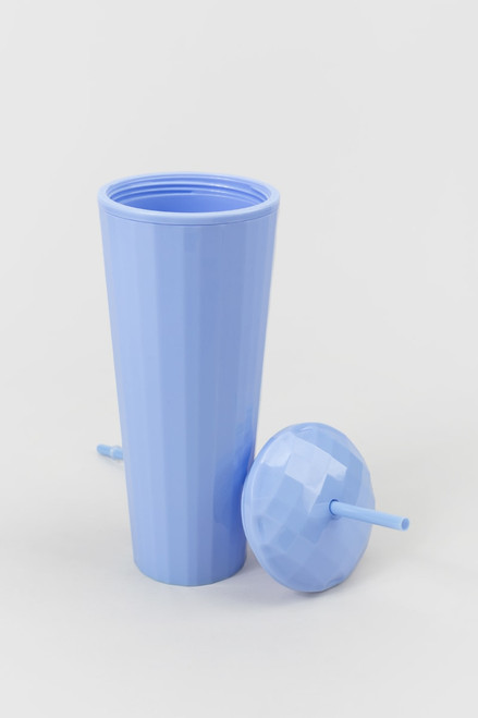 Milky Blue Faceted Tumbler