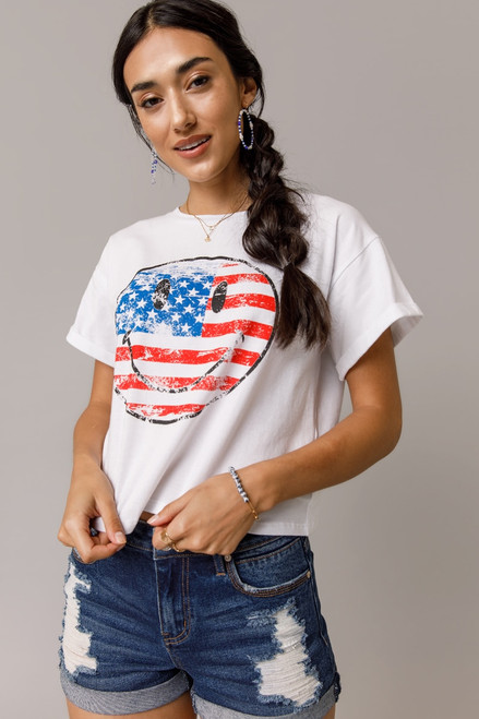 American Flag Smiley Graphic Tee
