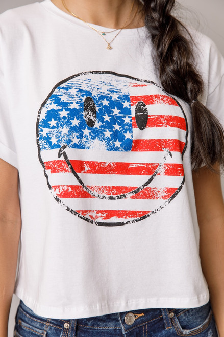 American Flag Smiley Graphic Tee