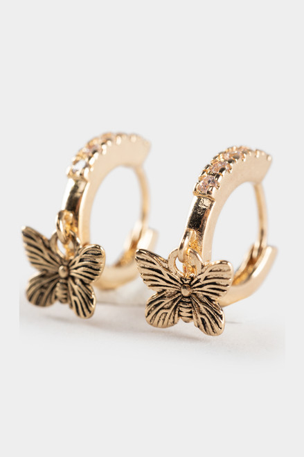 Kimmie Pave Huggie Butterfly Earrings