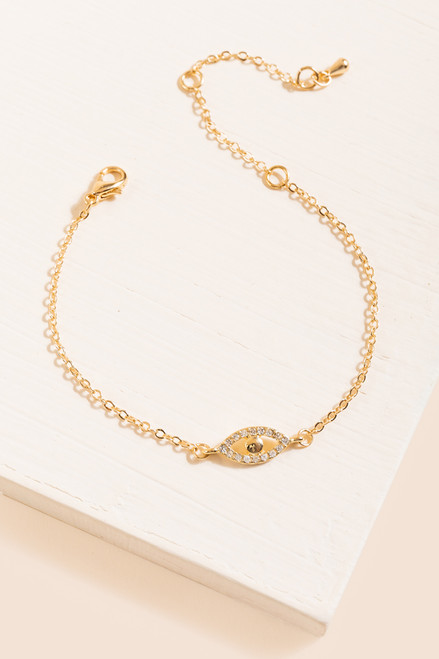 Cassie Pavé  Evil Eye Chain Link Bracelet