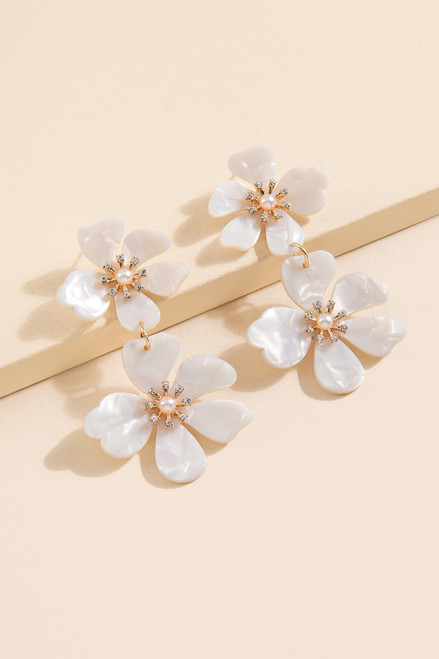 Tiffany Flower Pearl Drop Earrings