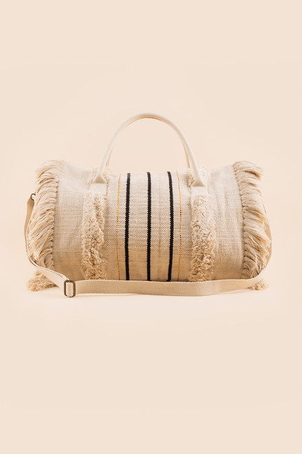 Melinda Vertical Stripe Fringe Weekender