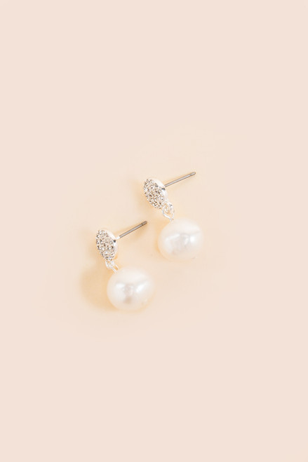 Whitney Pavé Pearl Drop Earrings