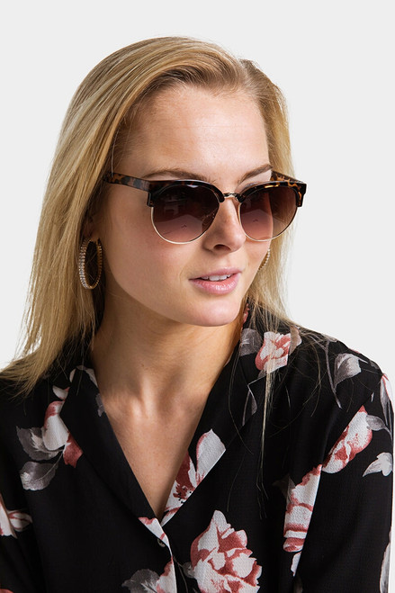 Becky Round Leopard Wayfarer Sunglasses