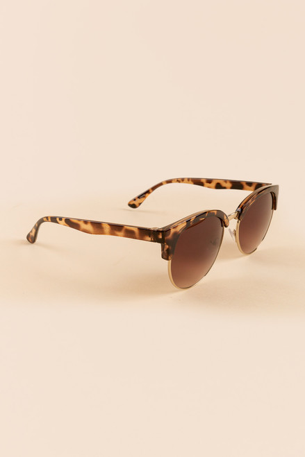 Becky Round Leopard Wayfarer Sunglasses