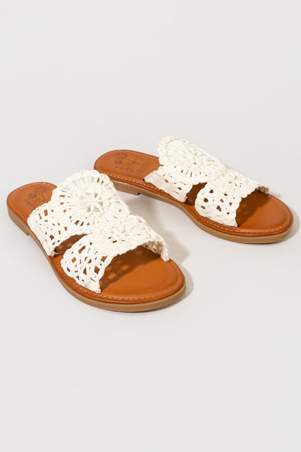 Jellypop Tamina Raffia Crochet Slide Sandals