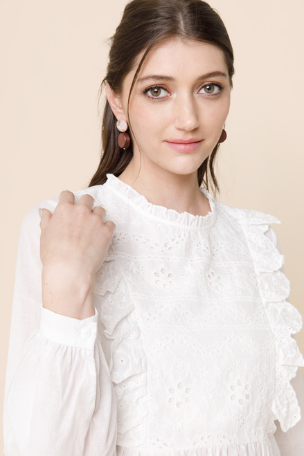 Alesia Ruffled Eyelet Blouse