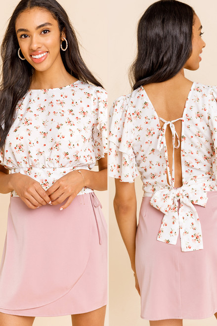 Kelsey Ruffle Floral Tie Blouse