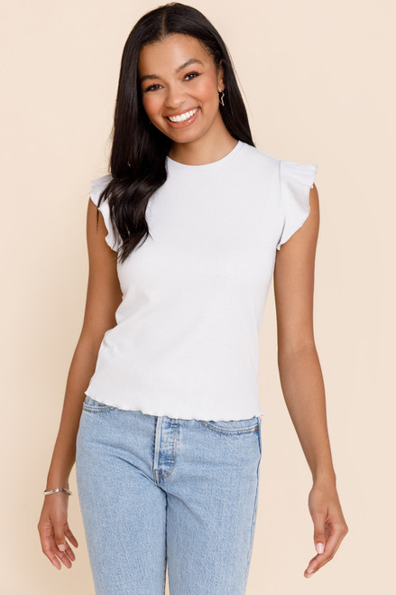 Louelle Ribbed Ruffled Tee