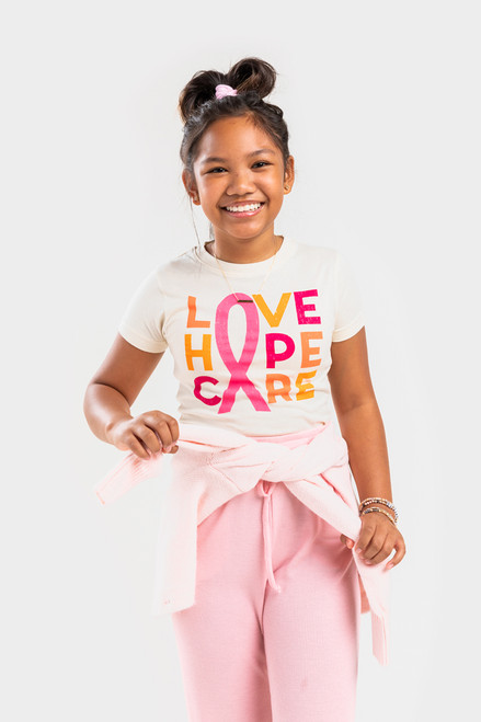 franki LOVE HOPE CARE Breast Cancer Awareness Tee for Girls