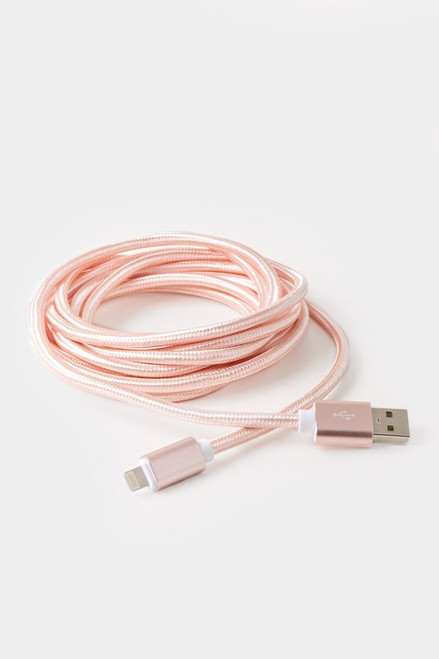 Braided Pink Metallic Charging Cable
