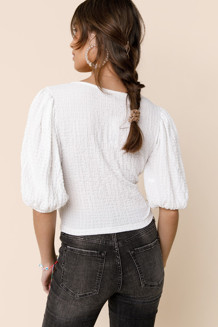 Karen Puffy Sleeve Wrap Top