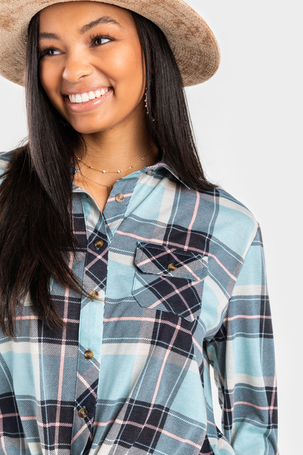 Kallie Plaid Button Down Top