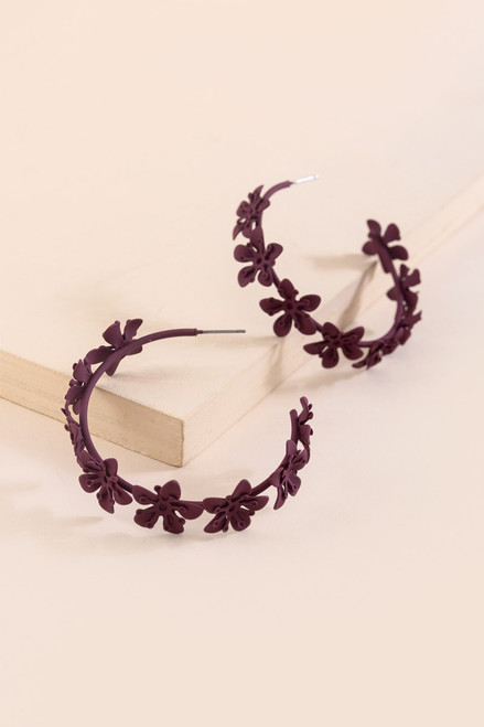 Sophia Matte Flower Hoop Earrings