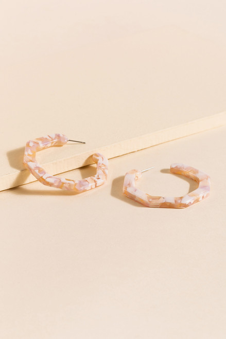 Kelsey Marbled Hexagon Hoop Earrings