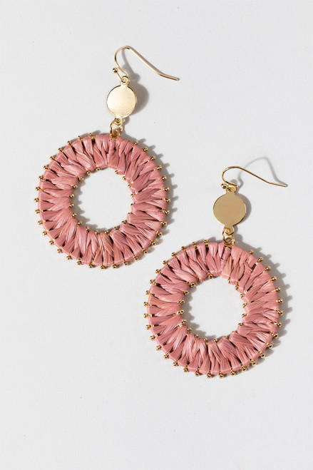 Pam Raffia Round Drop Earrings