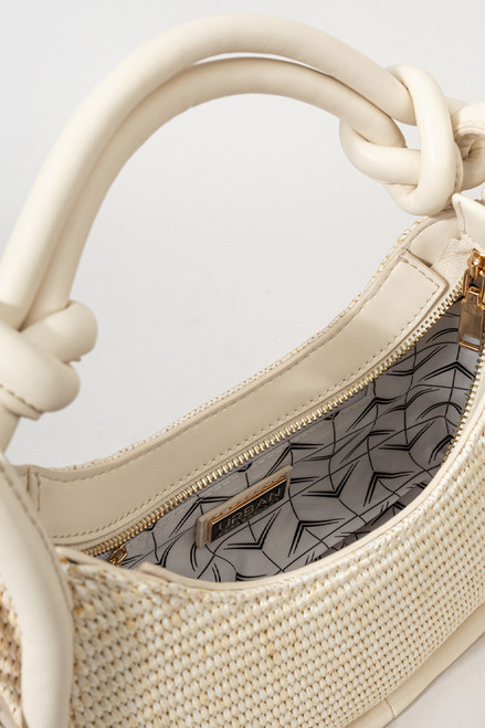 Leia Straw Knotted Crescent Shoulder Handbag