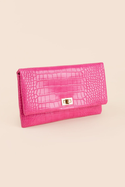 Michele Embossed Fold Over Clutch
